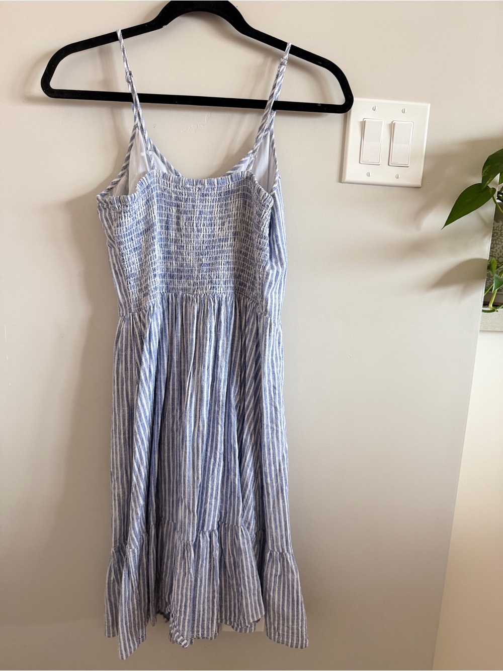 Japna Blue and White Striped Midi Dress with Buttons - Picture 6 of 15